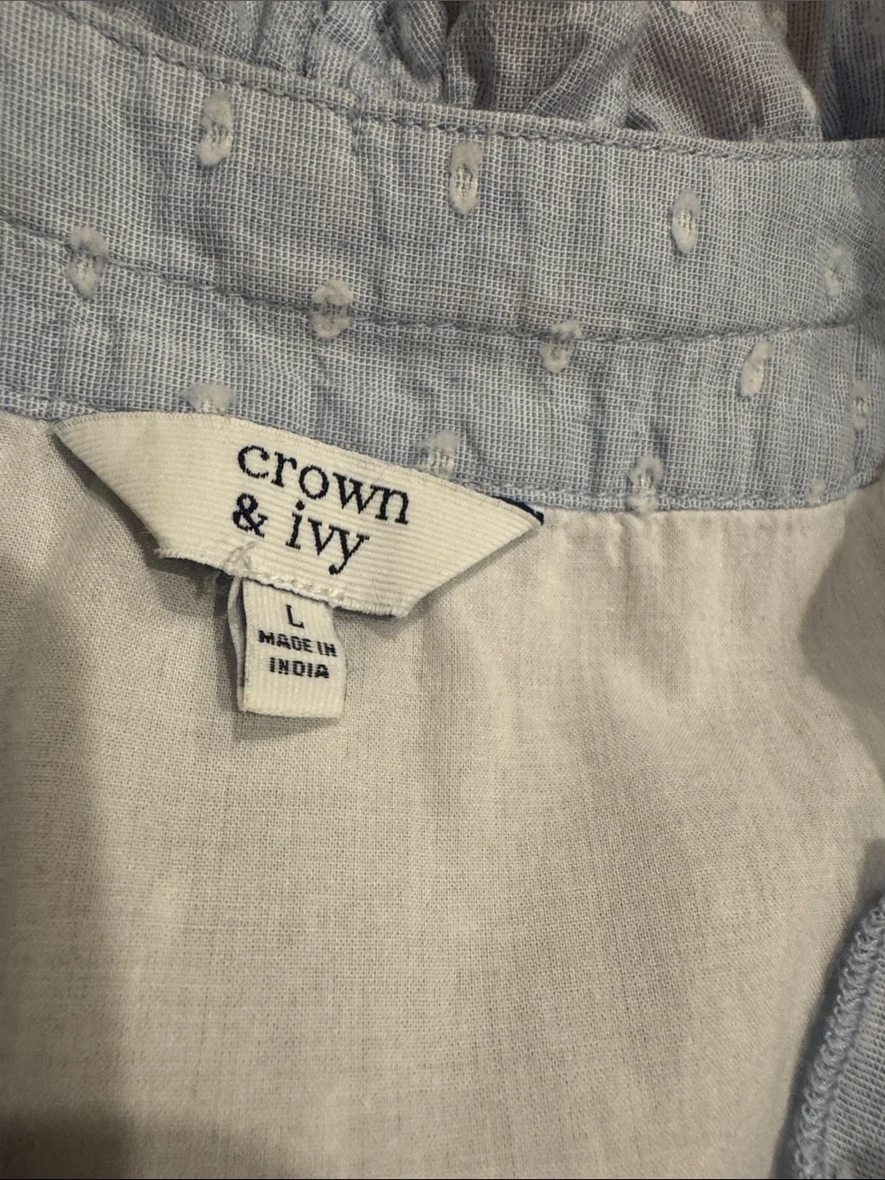 crown & ivy Pale Blue Ruffled Tiered Swiss Dot Sleeveless Top - Picture 2 of 5